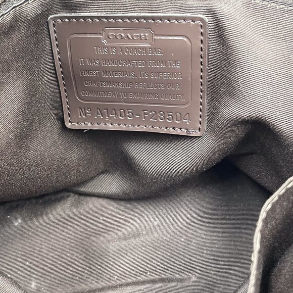 Authenticated Coach Signature Canvas Tote Patent Leather Trim Tan/Brown F28504 - Picture 14 of 15